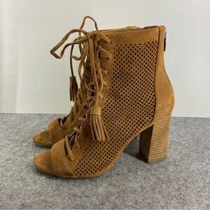 Marc Fisher Shaini Dark Tan Suede Lace Up Heels Women’s Size 7M